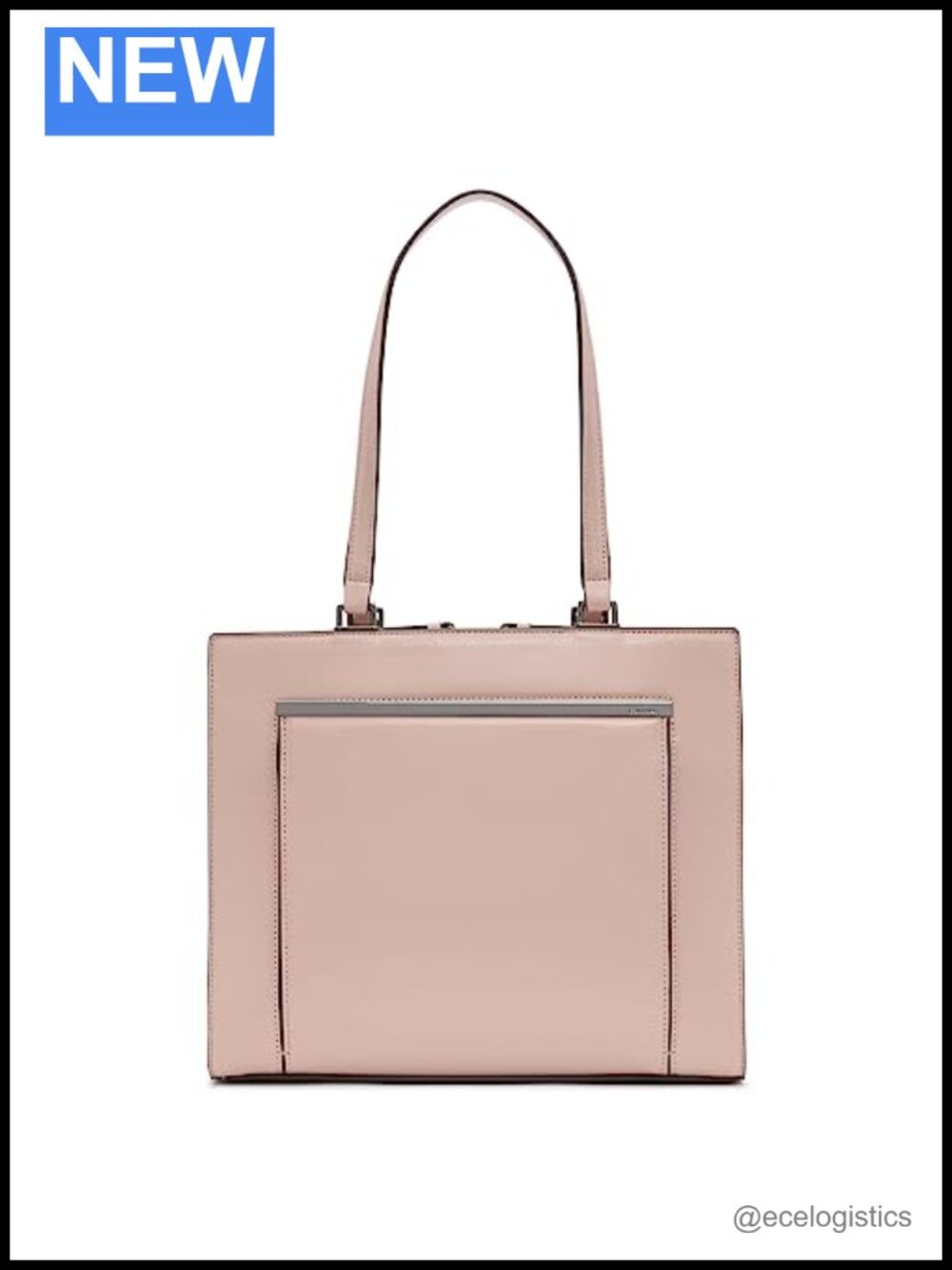 Vegan Leather Triple Compartment Tote with Zipper and Shoulder Strap